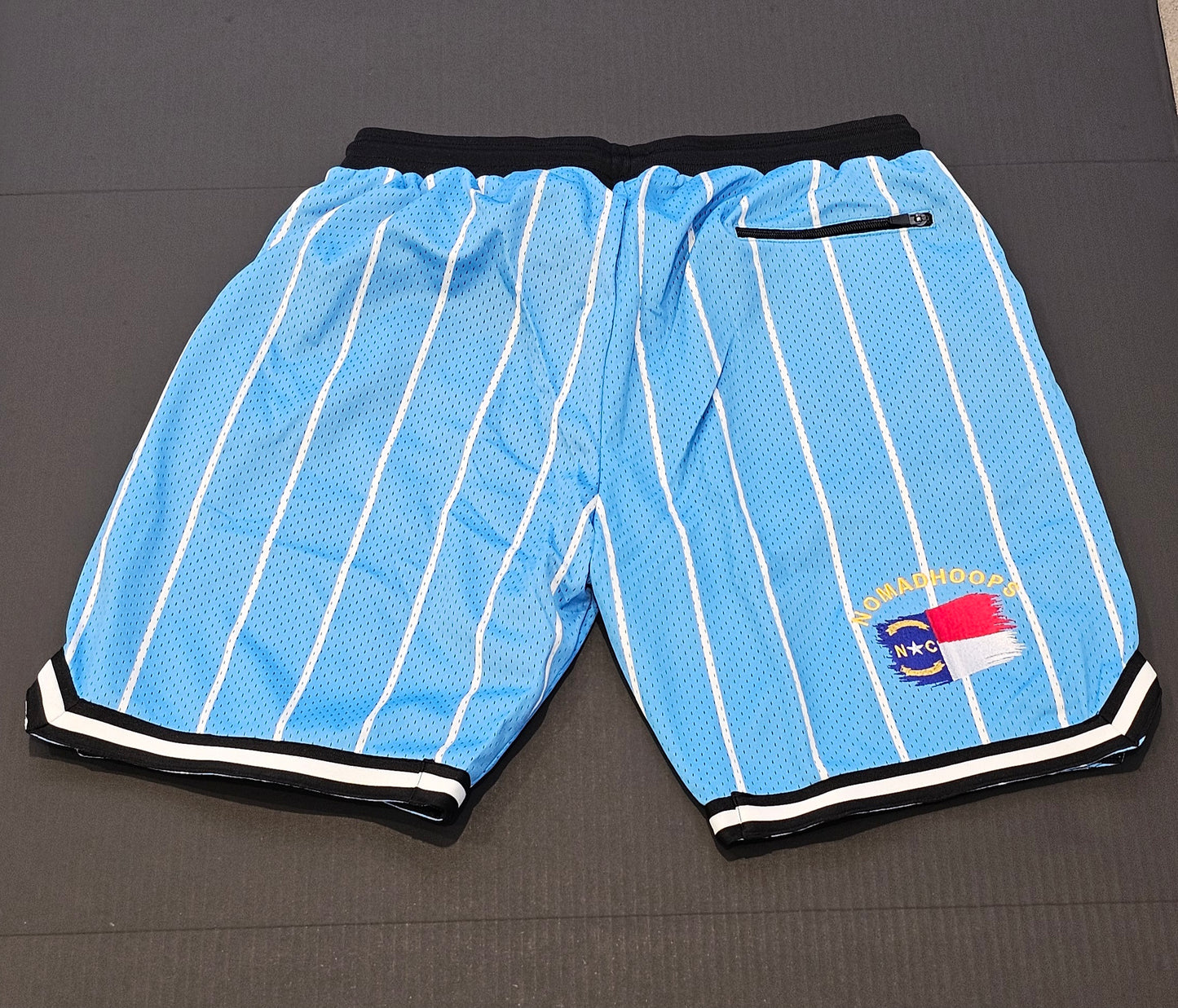 Nomadhoops “Homecourt Killers” Pinstripe Carolina Blue Shorts