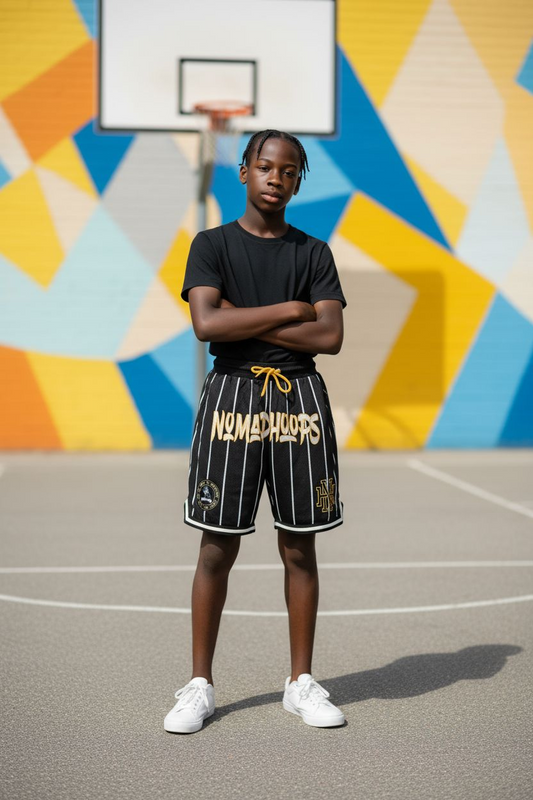 Nomadhoops “Homecourt Killers” Pinstripe Black Shorts