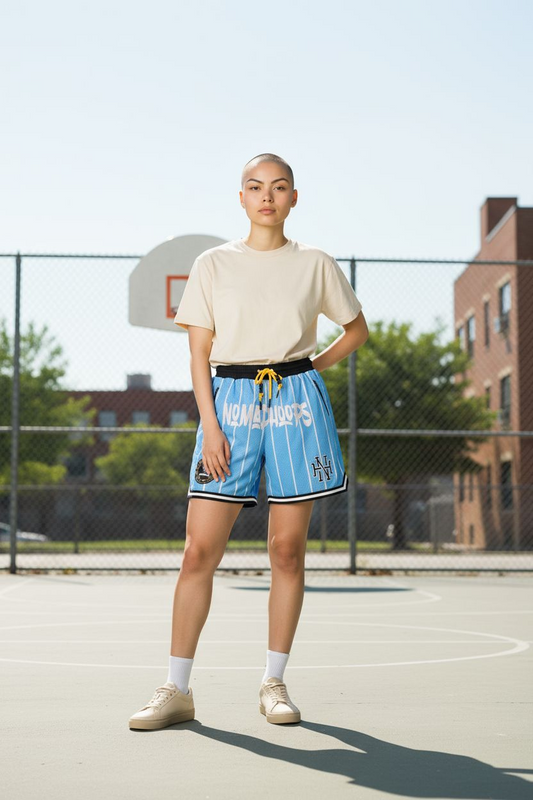Nomadhoops “Homecourt Killers” Pinstripe Carolina Blue Shorts