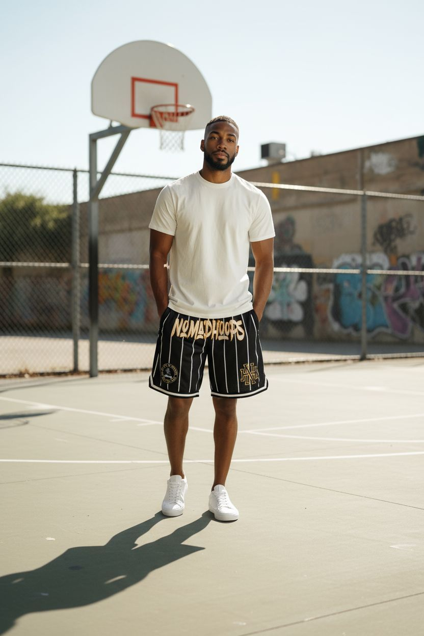 Nomadhoops “Homecourt Killers” Pinstripe Black Shorts