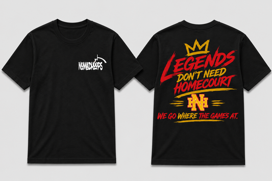 Nomadhoops™ Legends Don't Need a Homecourt Tee – Championship Red