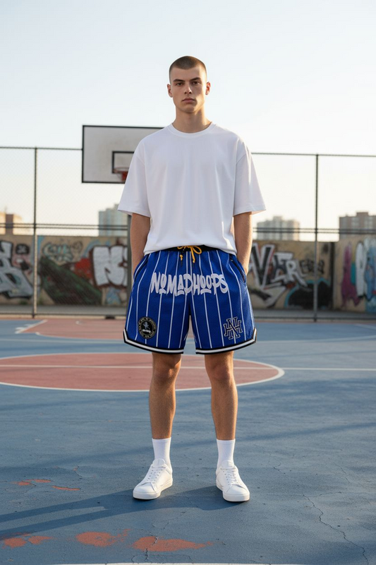 Nomadhoops “Homecourt Killers” Pinstripe Deep Royal Shorts